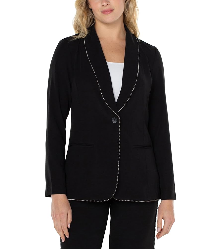 Liverpool Women's Shawl Collar Blazer with Chain Trim Black